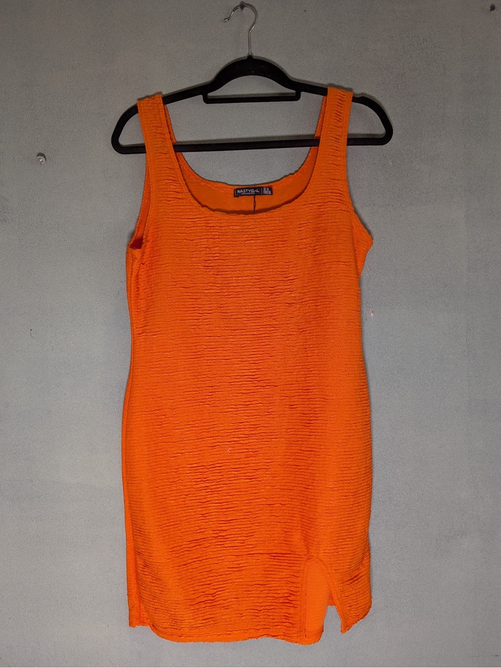 Vibrant orange Nasty Gal Stretch Knit dress 
Party Cocktail